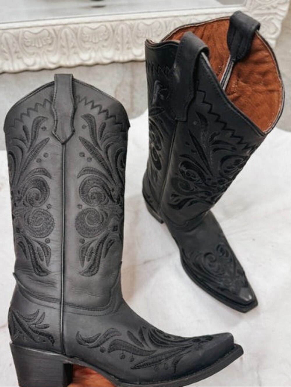 Women's Circle G Black Floral Snip Toe Boot